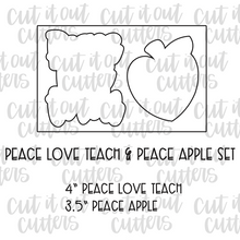 Load image into Gallery viewer, Peace Love Teach &amp; Peace Apple Cookie Cutter Set