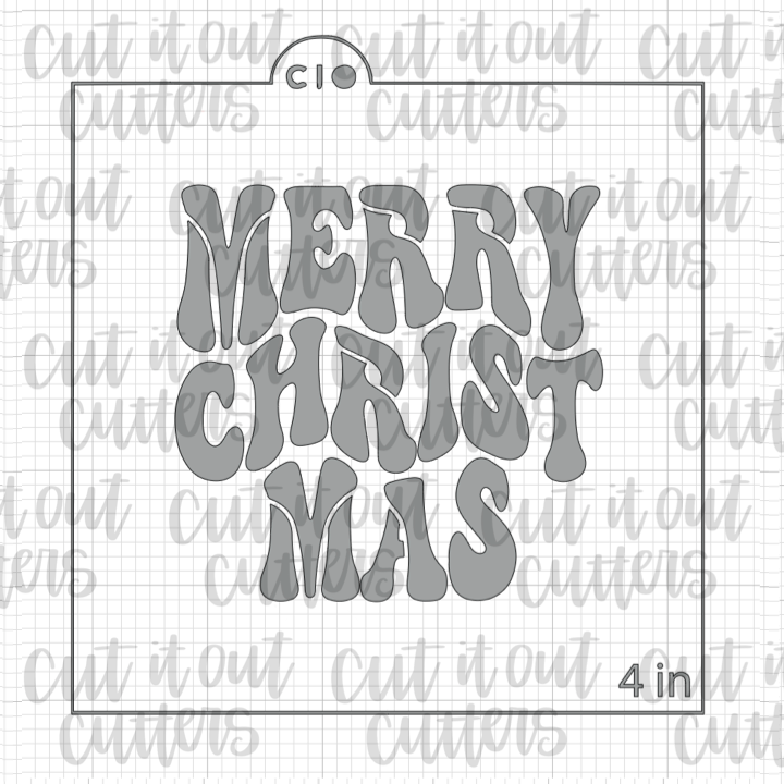 Retro Merry Christmas Cookie Stencil – Cut It Out Cutters