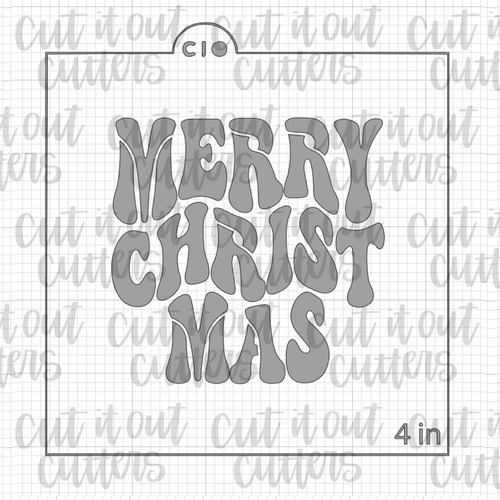 Retro Merry Christmas Cookie Stencil