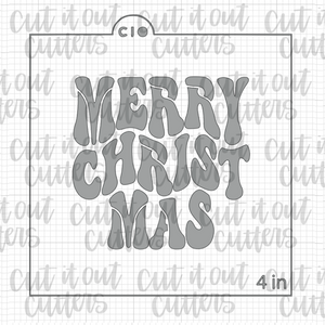 Retro Merry Christmas Cookie Stencil