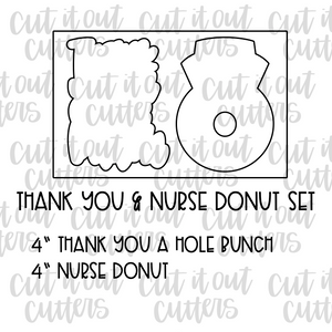 Thank You & Nurse Donut Cookie Cutter Set