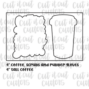 Coffee, Scrubs and Rubber Gloves Cookie Cutter Set