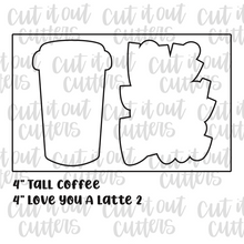 Load image into Gallery viewer, Love You A Latte and Coffee Cookie Cutter Set
