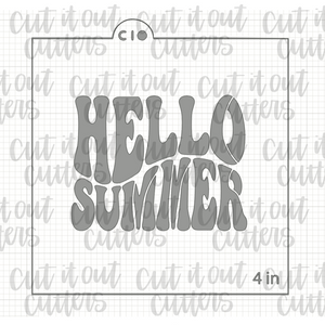 Retro Hello Summer Cookie Stencil