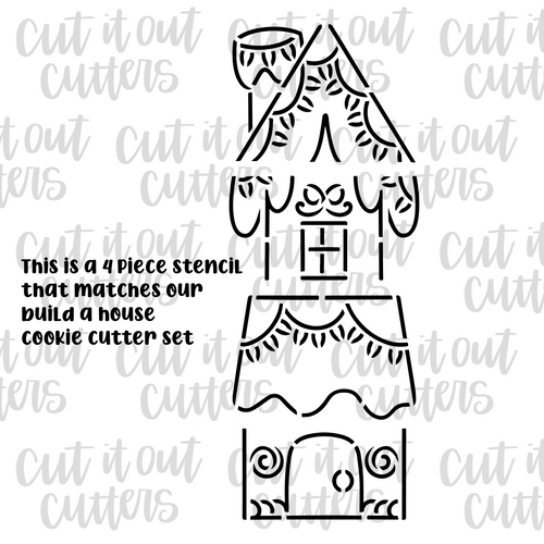 PYO Build A Gingerbread House Cookie Stencil