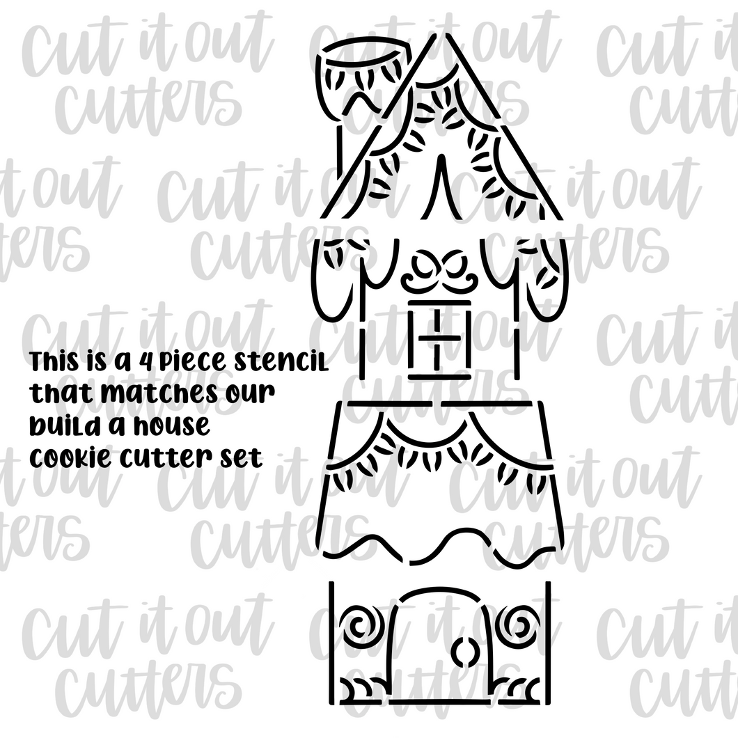 PYO Build A Gingerbread House Cookie Stencil