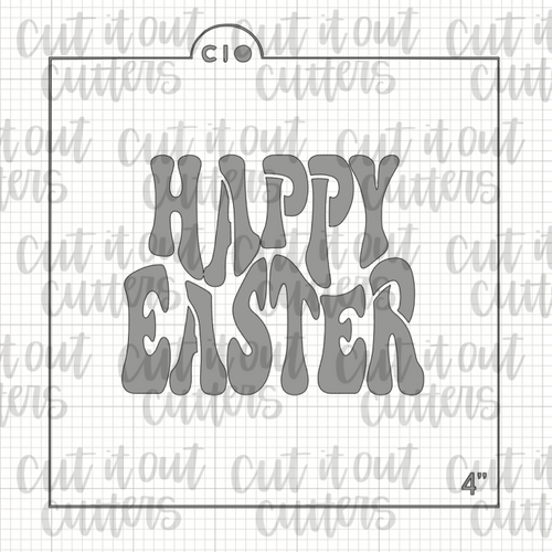 Retro Happy Easter Cookie Stencil