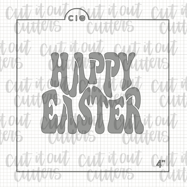 Retro Happy Easter Cookie Stencil