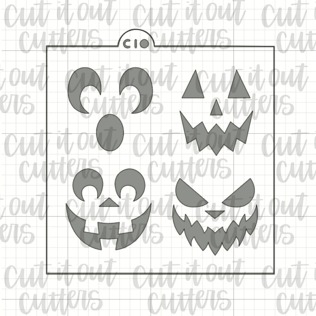 Jack-O-Lantern Faces Cookie Stencil