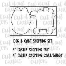 Load image into Gallery viewer, Easter Dog &amp; Cart Shopping Cookie Cutter Set