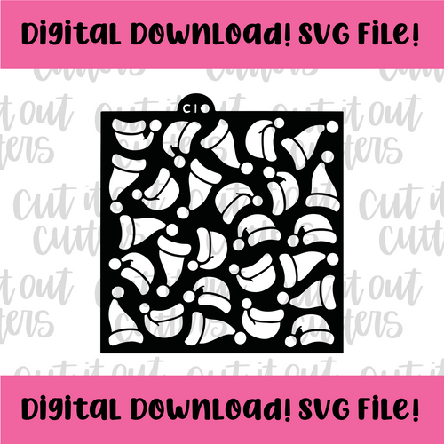 DIGITAL DOWNLOAD SVG File for 1 Piece Scattered Santa Hats Stencil