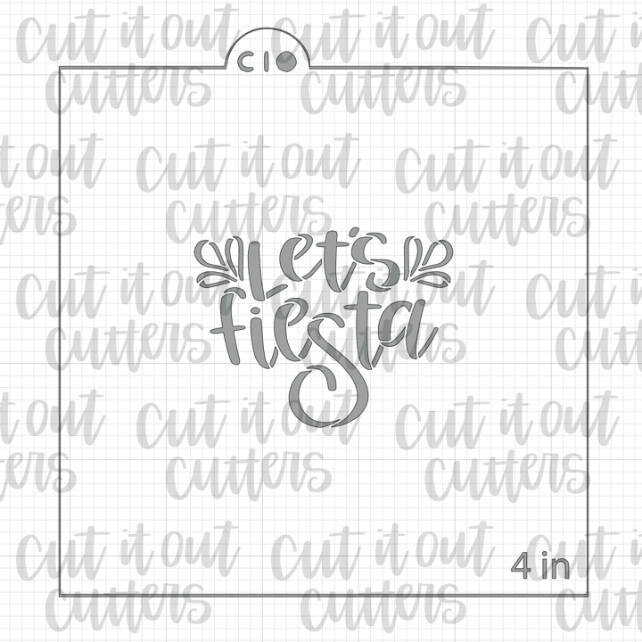 Worded Margarita - Let's Fiesta Cookie Stencil