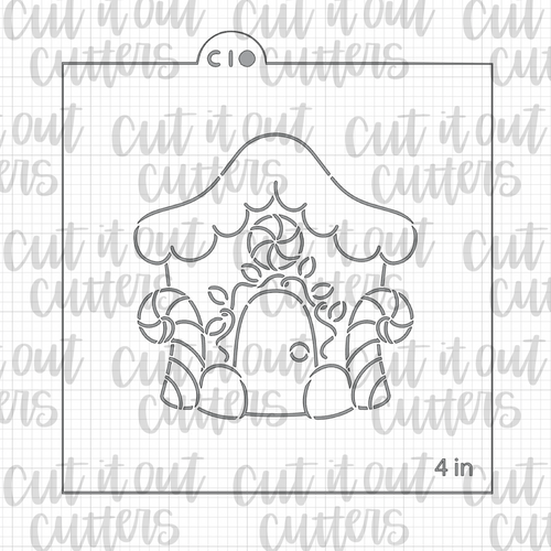 PYO Christmas House Cookie Stencil & Cutter