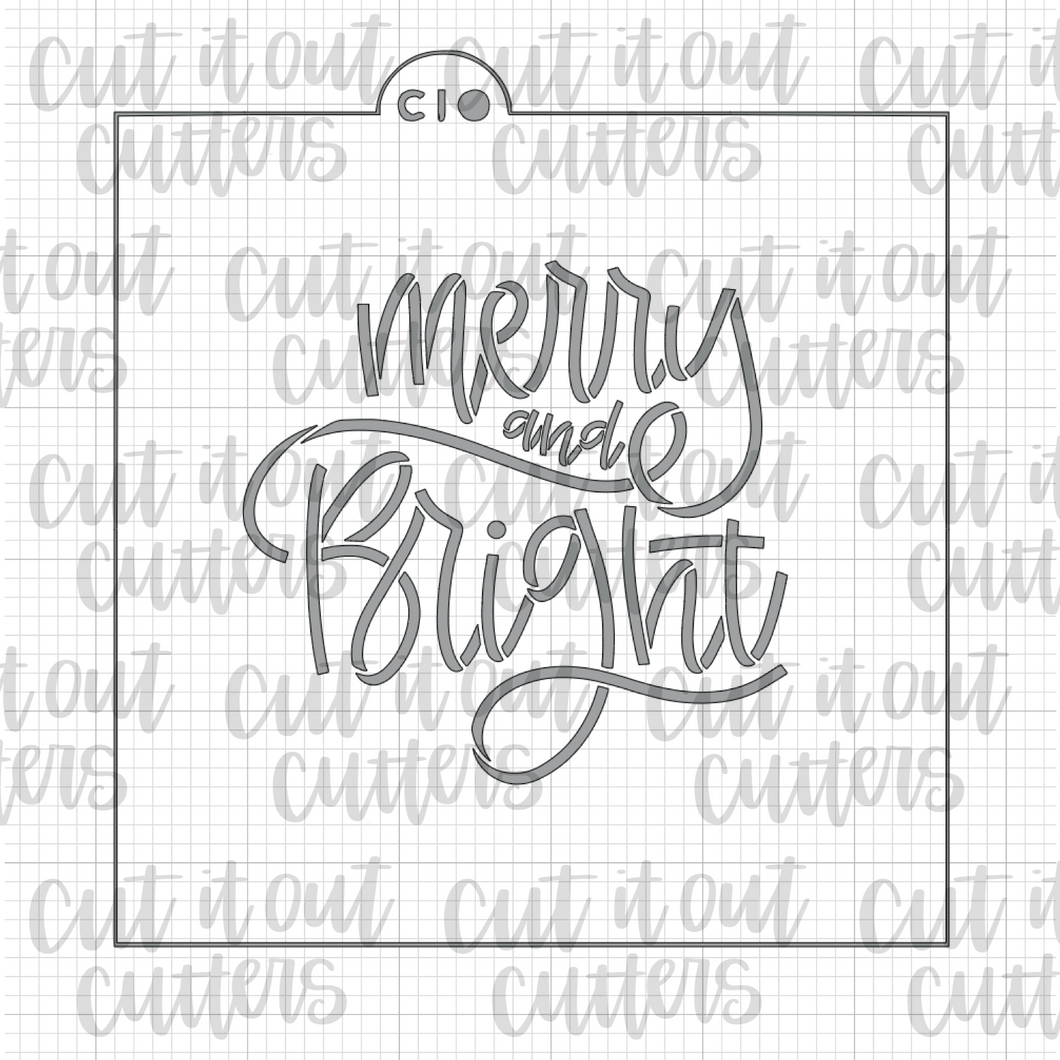 Merry & Bright (Monoline) Cookie Stencil - Fits Merry & Bright Platter Cutter