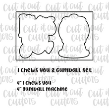 Load image into Gallery viewer, I Chews You &amp; Gum-ball Cookie Cutter Set