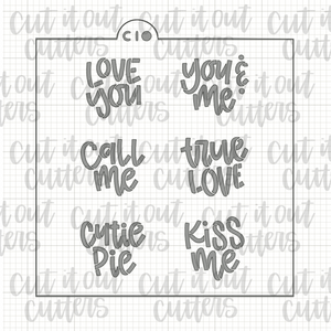 2" Candy Hearts Cookie Stencil - Choose Version in Drop Down