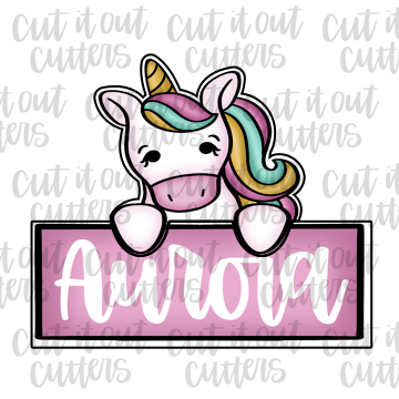 Unicorn - Rectangle Plaque 2 Piece - Cookie Cutter