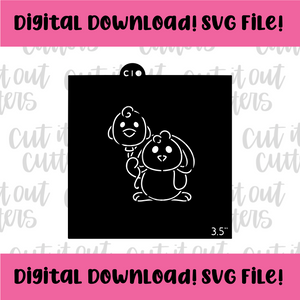 DIGITAL DOWNLOAD SVG File for 3.5" PYO Bunny with Chick Balloon Stencil