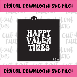 DIGITAL DOWNLOAD SVG File for 3.5" Retro Happy Valentine Stencil