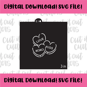 DIGITAL DOWNLOAD SVG File for 3" PYO Trio Convo Hearts Stencil