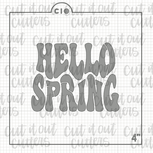 Retro Hello Spring Cookie Stencil