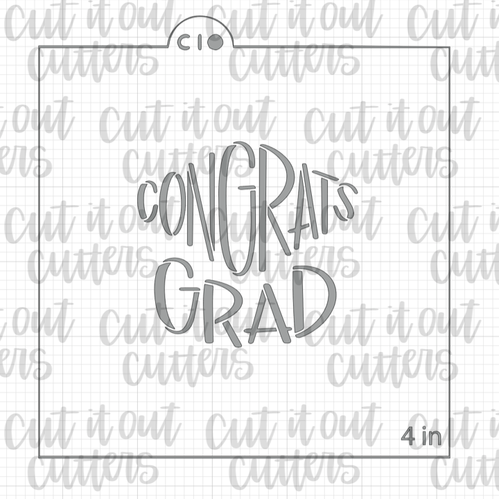Congrats Grad - Worded Grad Cap Cookie Stencil
