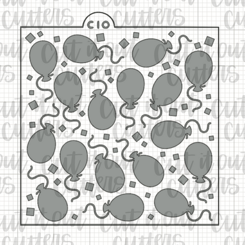 Balloons and Confetti Cookie Stencil