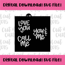 Load image into Gallery viewer, DIGITAL DOWNLOAD SVG File for 3&quot; True Love &amp; Love You - Candy Hearts Stencils