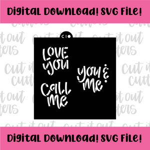 DIGITAL DOWNLOAD SVG File for 3" True Love & Love You - Candy Hearts Stencils