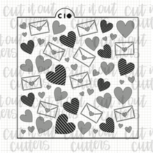 Load image into Gallery viewer, Hearts and Envelopes Cookie Stencil