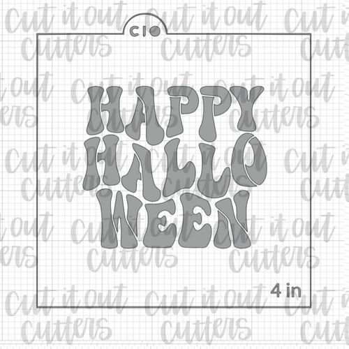 Retro Happy Halloween Cookie Stencil
