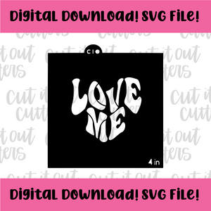 DIGITAL DOWNLOAD SVG File for 4" Groovy Convo Heart - Love Me Stencil