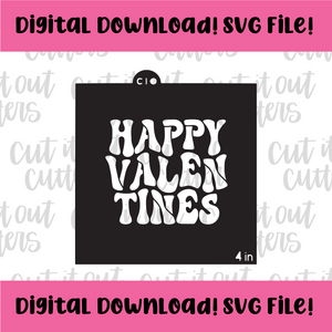 DIGITAL DOWNLOAD SVG File for 4" Retro Happy Valentine Stencil