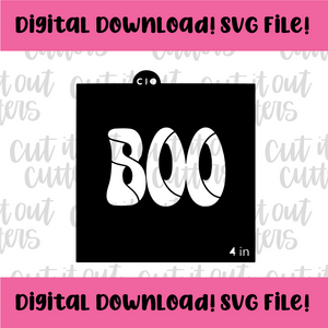 DIGITAL DOWNLOAD SVG File for 4" Retro Boo Stencil
