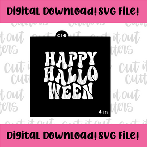 DIGITAL DOWNLOAD SVG File for 4" Retro Happy Halloween Stencil
