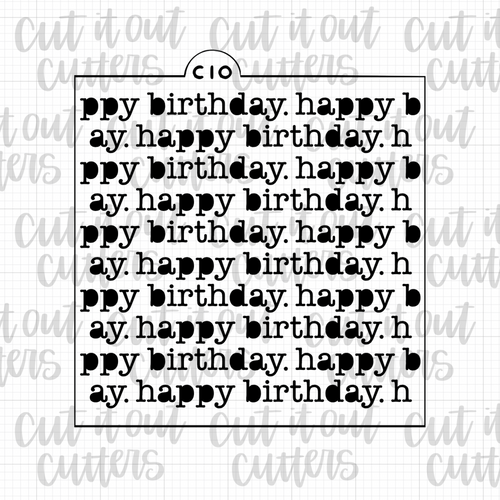 Happy Birthday Typewriter Cookie Stencil