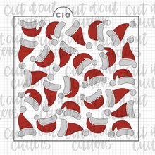 Load image into Gallery viewer, Scattered Santa Hats Cookie Stencil