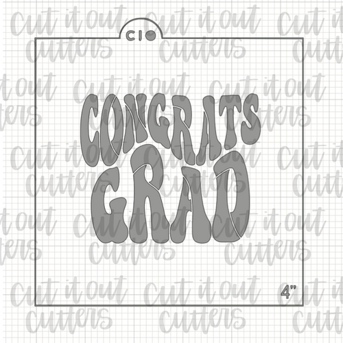 Retro Congrats Grad Cookie Stencil
