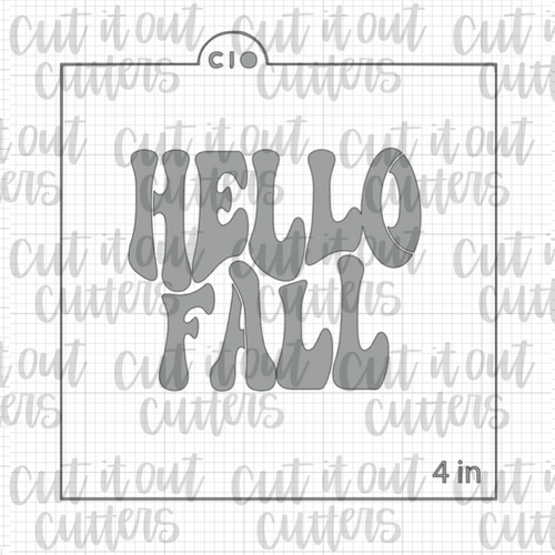 Retro Hello Fall Cookie Stencil