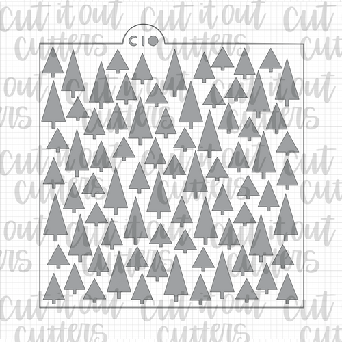Pointed Trees - Scattered Cookie Stencil