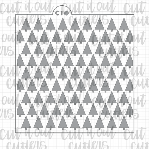 Pointed Trees - Rows Cookie Stencil