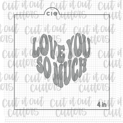 Groovy Convo Heart - Love You So Much Cookie Stencil