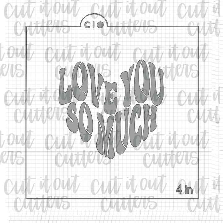 Groovy Convo Heart - Love You So Much Cookie Stencil