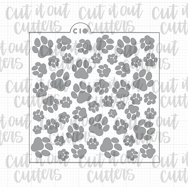 Scattered Paw Prints Cookie Stencil