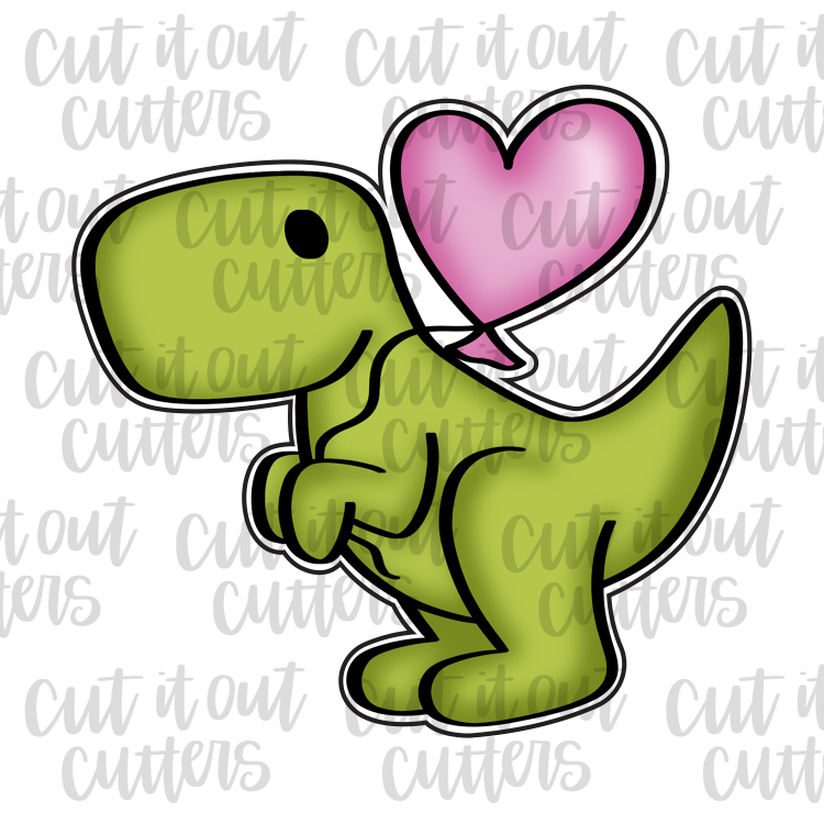 Tim T-Rex with Heart Balloon Cookie Cutter