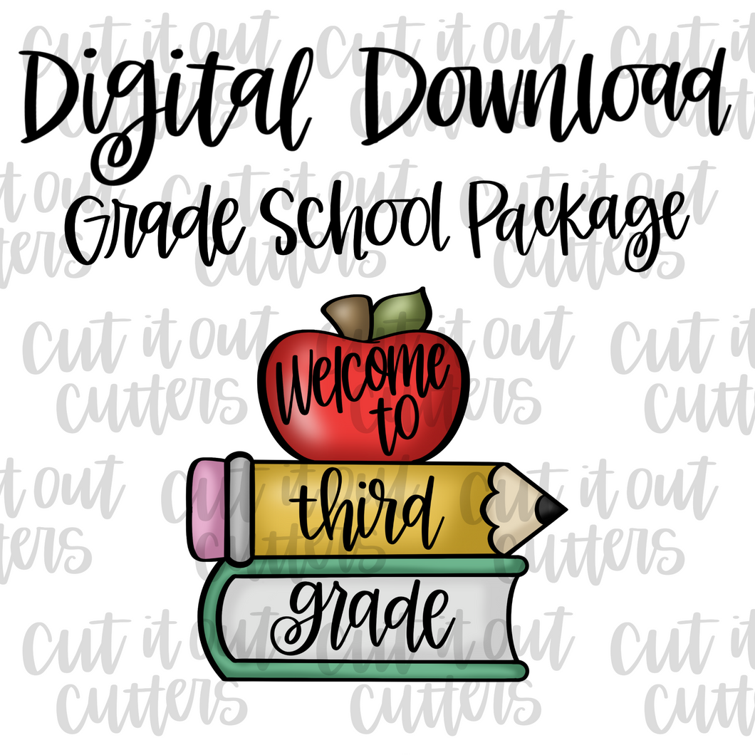 Apple, Pencil, Book - Hand Lettering Digital Download - Grades 1-5, Kindergarten, Middle School & High School