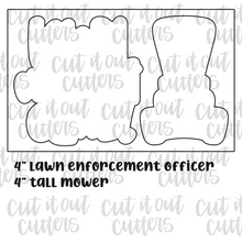 Load image into Gallery viewer, Lawn Enforcement Officer and Mower Cookie Cutter Set