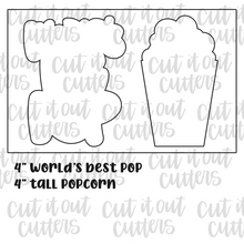 Load image into Gallery viewer, World&#39;s Best Pop and Popcorn Cookie Cutter Set