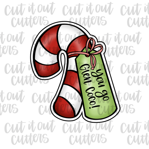 Candy Cane with Tag Cookie Cutter