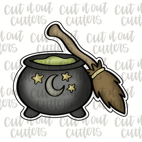 Cauldron and Broom Cookie Cutter